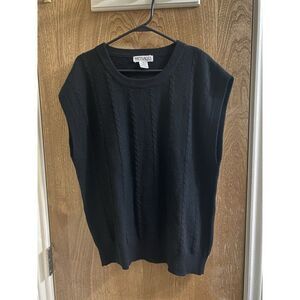 Vintage Messages Lambs Wool Nylon Angora Rabbit Hair Sweater Vest Black Size XL